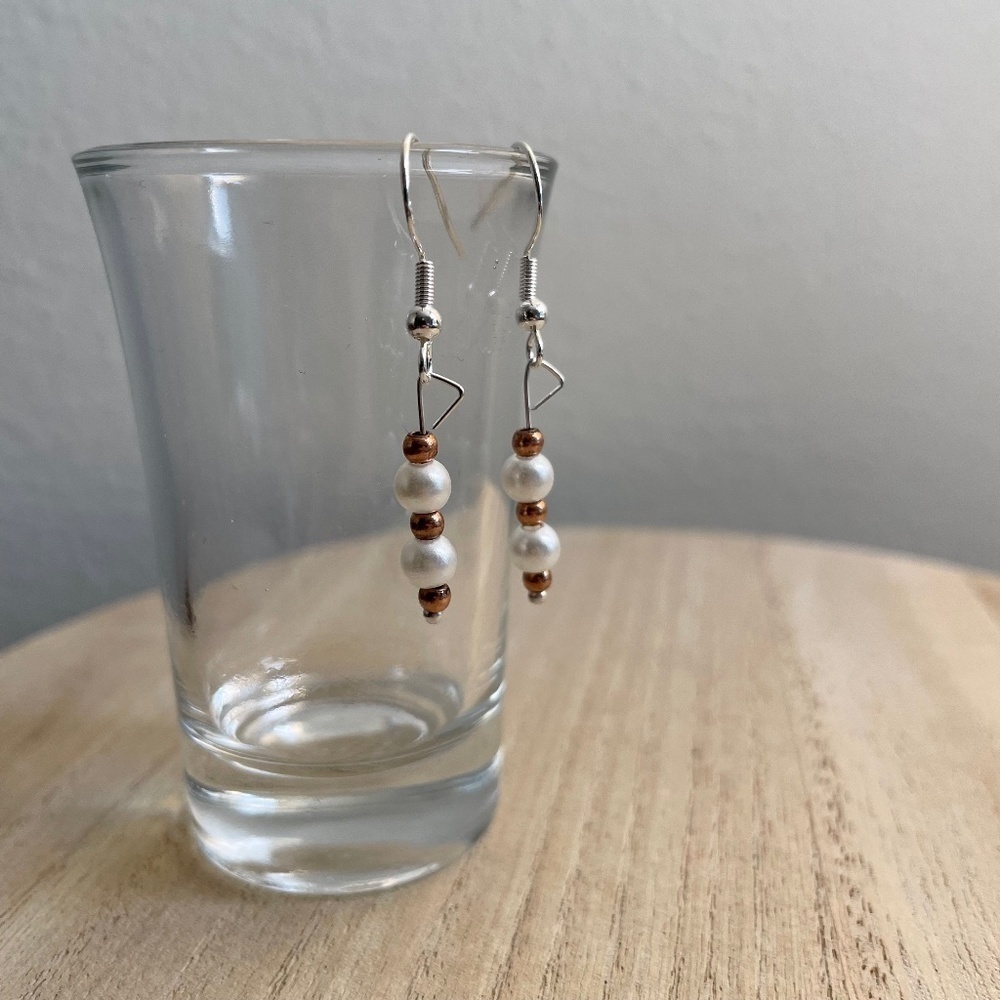 White Caramel Beaded Earrings
